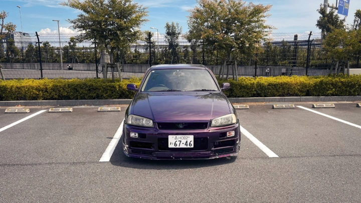 Nissan Skyline R34 HR34 Sedan Midnight Purple Tokyo JDM Rental - photo 2