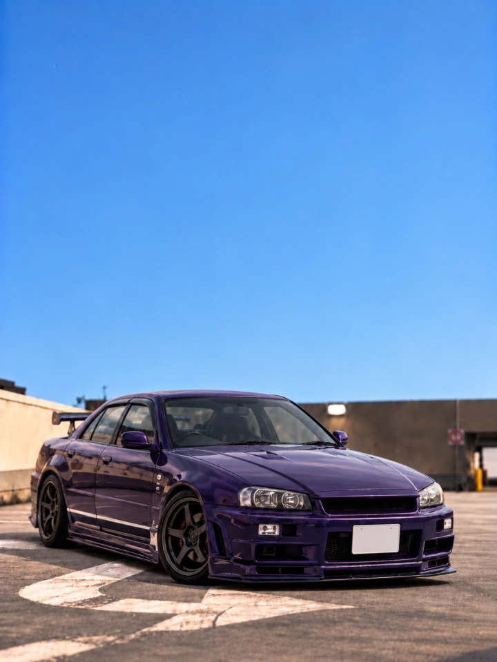 Nissan Skyline R34 HR34 Sedan Midnight Purple Rental in Tokyo